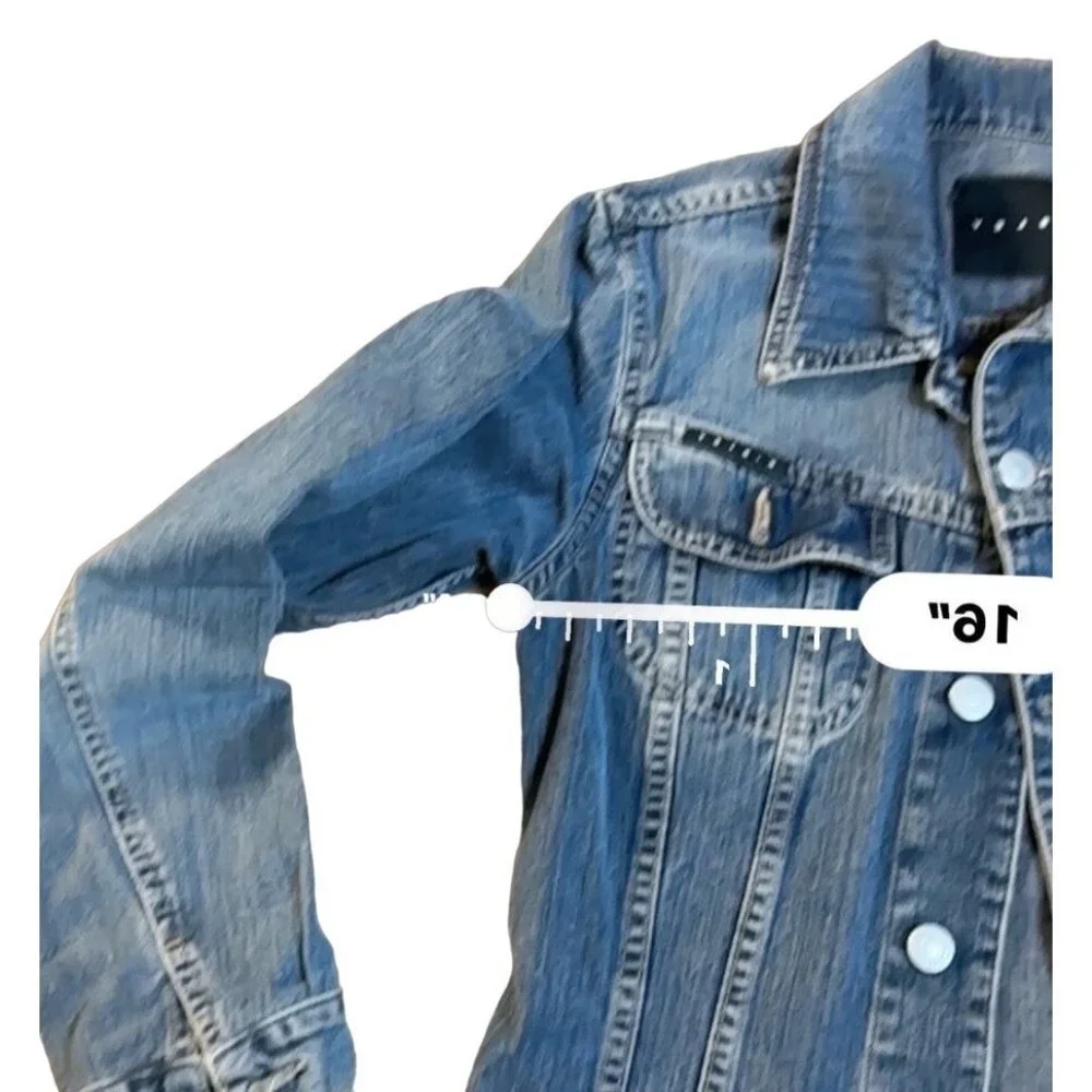 Sisley Women Denim Jean Distressed Jacket from Italy Size XS Sku 1087 - Picture 4 of 8